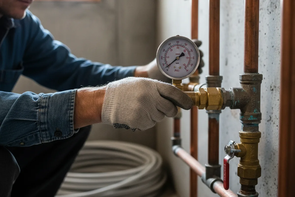 Pressure testing a repaired line during Water Line Repair in Adelanto